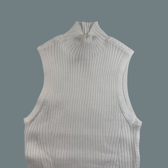 Madewell Tank Sweater White XXS Knit Ribbed Mock Neck Top NWT Minimalist Office - Picture 11 of 13